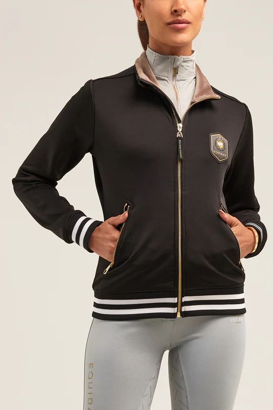 Equidae_1690_FrontCloseUp_540x equestrian Front view of Equidae London zip-up jacket with crest, designed by Jonathan Mitchell.