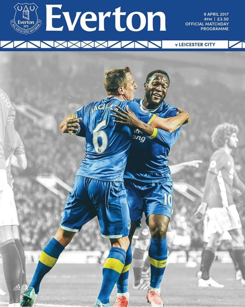 Everton Umbro Matchday Programme Design Everton FC matchday programme cover featuring players in Umbro kits designed by J Mitchell