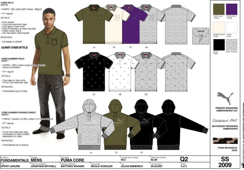 puma-fashion-lifestyle-menswear-design-ss2009 Puma menswear CADs showing fashion lifestyle polos and hoodies from SS2009