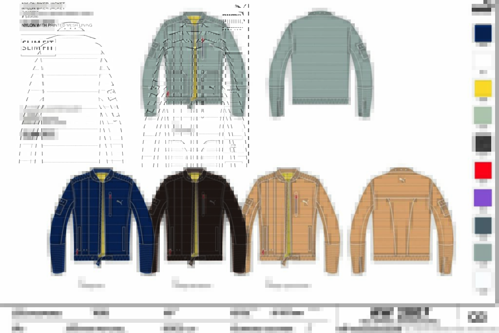 puma-menswear-biker-jackets-cads-aw2007 Puma menswear biker jacket CAD designs in multiple colourways from Autumn Winter 2007