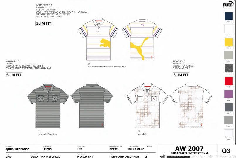 puma-menswear-striped-polo-design-aw2007 Puma menswear striped polo shirt CAD designs for Autumn Winter 2007