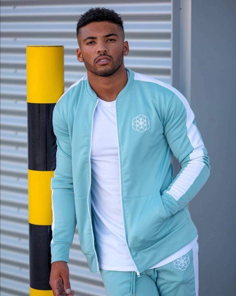 scar-tissue-mint-tracksuit-streetwear-designer Aqua tracksuit with contrast white panels and embroidered logo