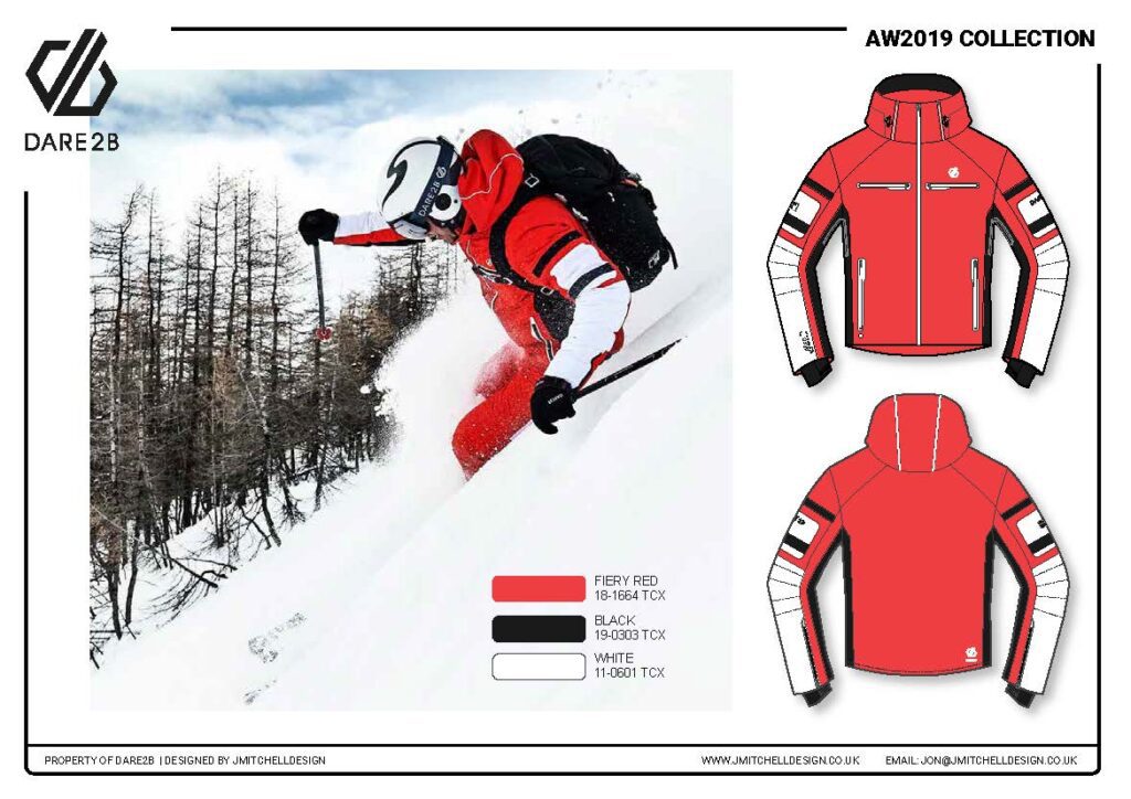 2024 Fashion Design Portfolio Update: My best yet! 1 a person skiing down a slope in a red and white jacket