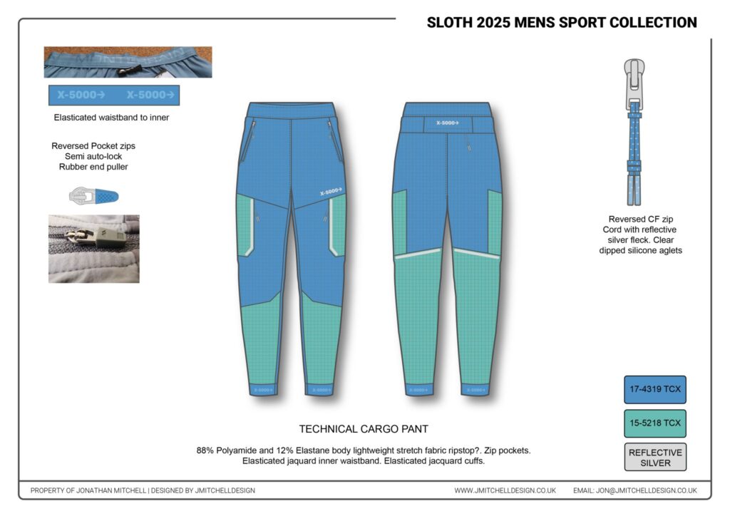 What’s the First Stage When Building a Fashion Brand? 3 Lightweight stretch ripstop pant with reflective branding, reversed zips and functional details like silicone aglets and jacquard cuffs.