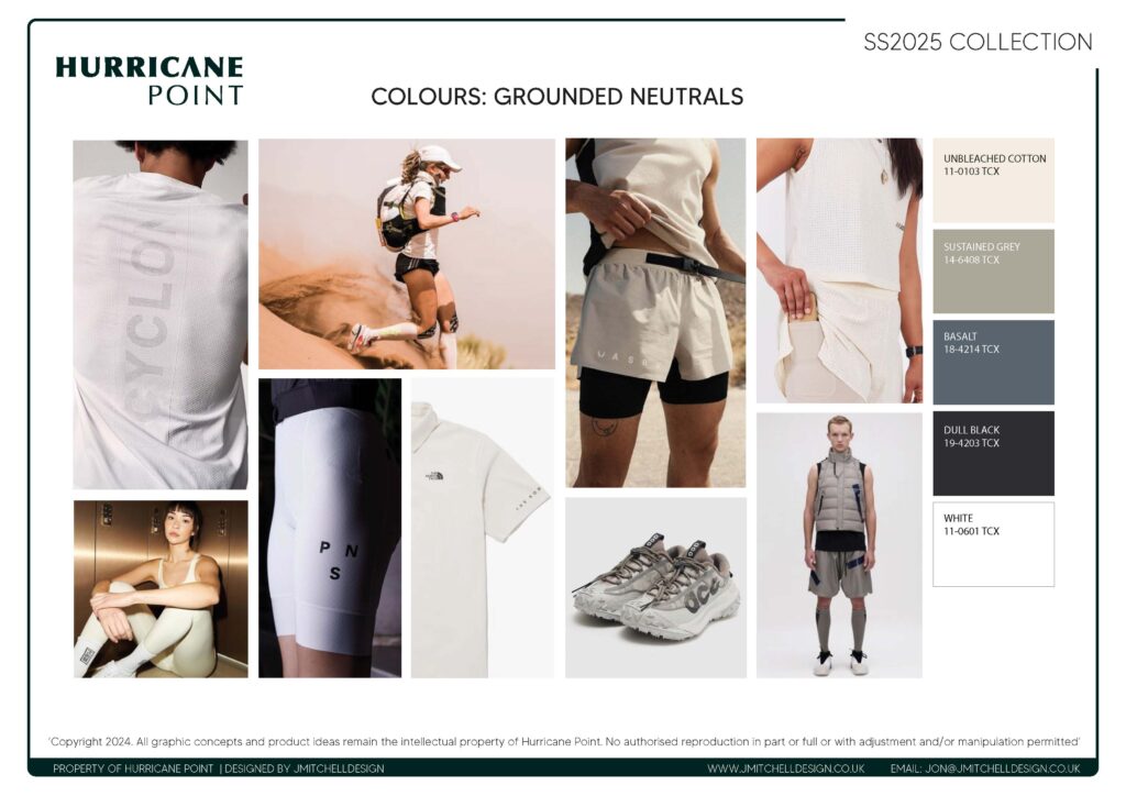 Hurricane Point Colour Concept – Urban Core Colour direction board with greys, charcoals, and deep natural shades