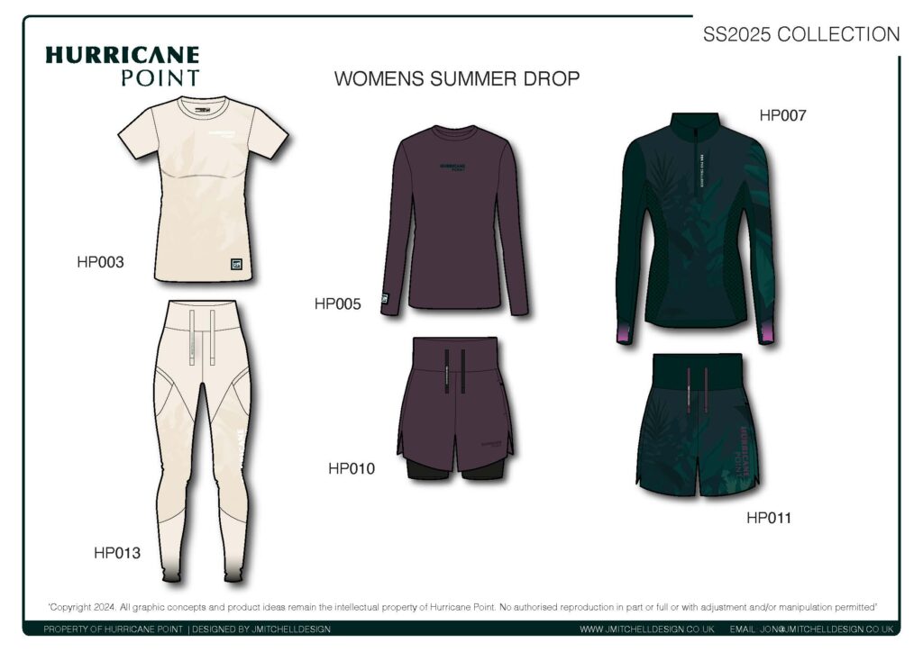 Hurricane Point Women’s Summer Drop Overview Overview layout showing key women’s summer styles for Hurricane Point