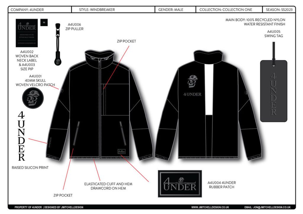 Windbreaker-Jacket-Tech-Pack Tech pack of black recycled nylon golf windbreaker