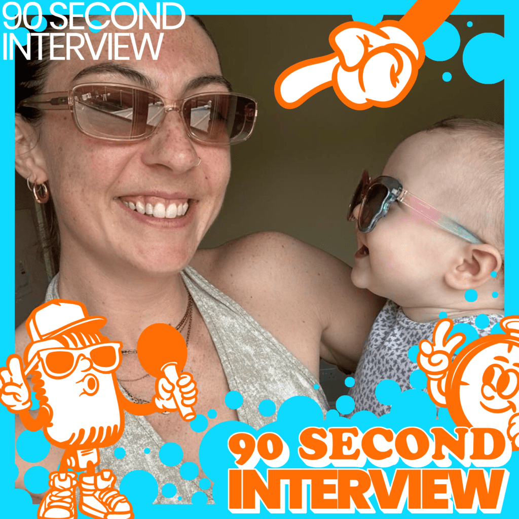 90 Second Interview: Fashion Design & Clothing Manufacturing 1 Lauren Robson sharing a candid moment during the 90 Second Interview series discussing fashion design and creative industry experience